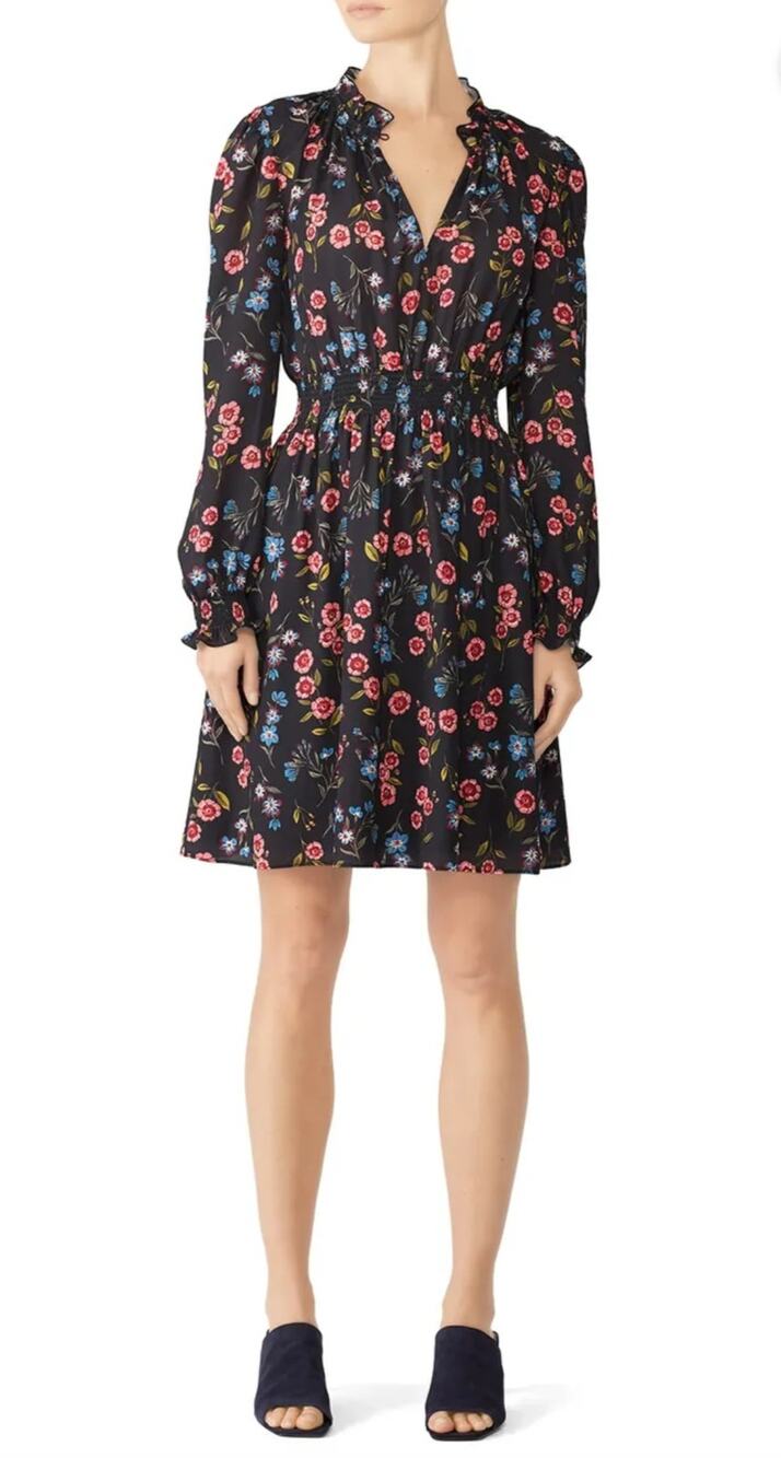 Kate Spade New York Meadow Smock Waist Floral Mini Dress Size XS